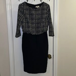 Papaya Black pencil skirt and tweed blouse all-in-1 dress